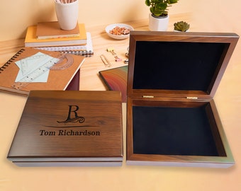 Personalized Mens Gift Box, Luxury Mens Jewelry Box, Groomsmen Wooden Box, Men's Keepsake Box, Retirement Present, Men's Birthday Gift Box