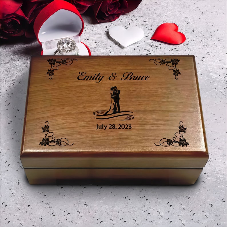 Wedding Day Gift: Customized Couples Memory Box with detailed engraving