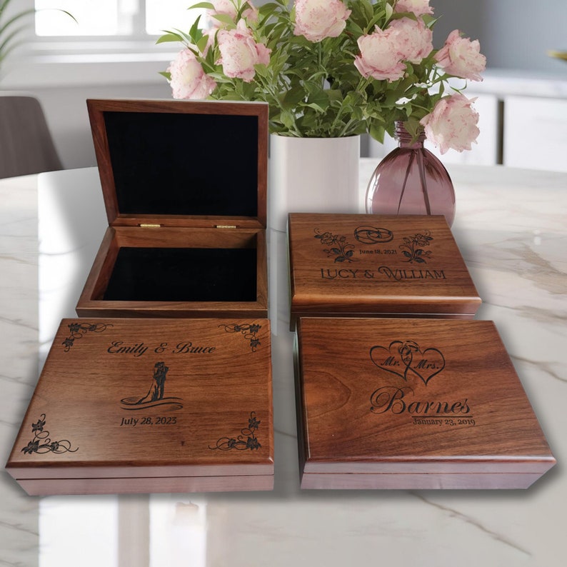Wedding Date Engraved Memory Box: A wooden box with a personalized touch, perfect for preserving cherished memories.