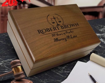 Attorney Lawyer Keepsake Box, Law Firm Customized Memory Box, Law School Graduation, Lawyer Retirement Gift, Retired Judge Gift- Justice