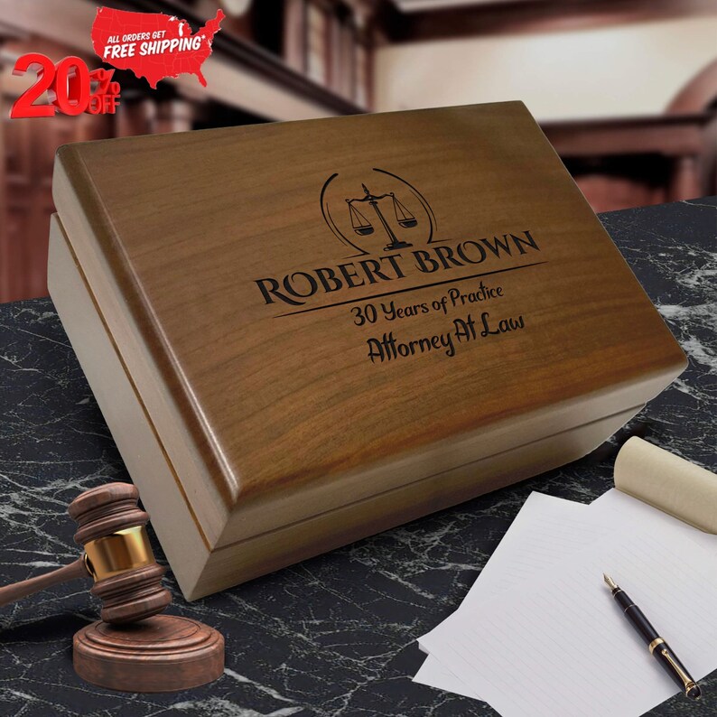 Wooden Memory Box - Custom Keepsake for Law Professionals & Attorney Retirement Gifts