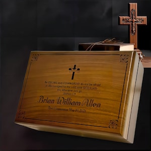 Confirmation Keepsake Box, Personalized Holy Communion Gifts, Bible Verse for Baptism Gift, First Communion Engraved Valet Box, Baptism Gift