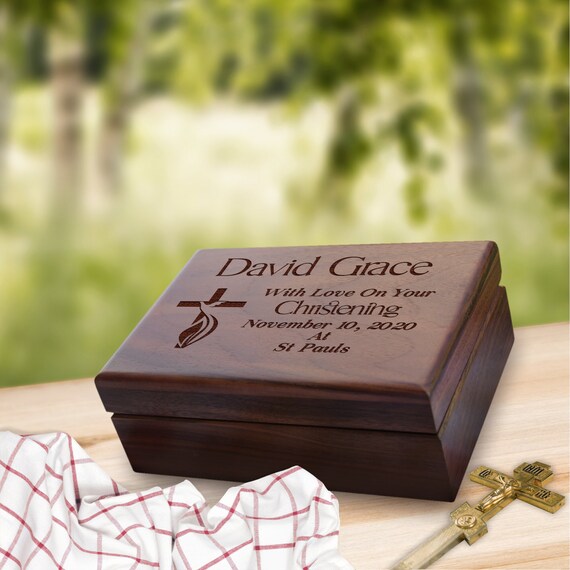 Personalize Baptism Christening Keepsake Memory Box Holy Name Etsy