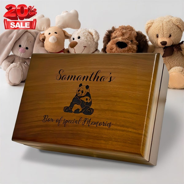 Baby Keepsake Box [ Memory Box for Baby Boy Girl, Personalized Walnut Box, Baby Gift for Newborn, Birth Memory Box, New Mum Gifts]