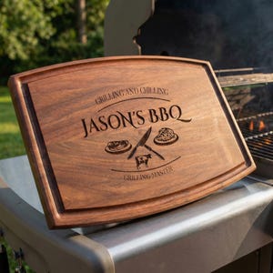 Personalized Grilling Cutting Board, Custom BBQ Platter for Men, Meat Smoker Gift for Husband or Dad