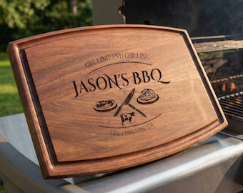 Personalized Grilling Cutting Board, Custom BBQ Platter for Men, Meat Smoker Gift for Husband or Dad