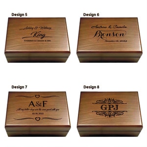 A charming wooden keepsake box, perfect for newlyweds to store their cherished memories. Engraved with a personalized message.