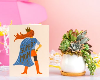 Super Mom | Mother's Day Succulent Arrangement Gift Box | Care Package for Mom, Sister, or Friend