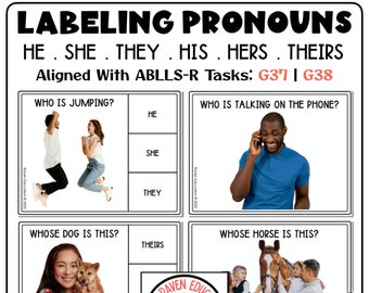 Labeling Pronouns Task Cards: He - She - They - His - Hers - Theirs (Aligned With ABLLS-R G37, G38)