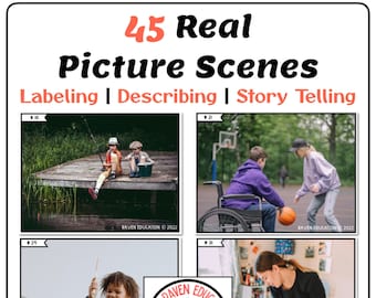 45 scene di immagini reali (etichettatura, descrizione, narrazione, scrittura creativa)