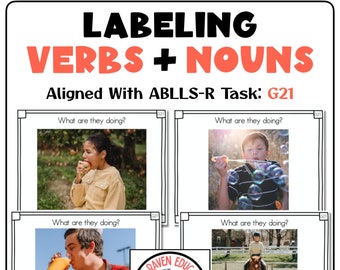 Labeling Verbs & Nouns Task Cards (Aligned With ABLLS-R G21)