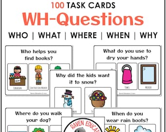 WH-vragen - 100 afdrukbare taakkaarten (wie | wat | waar | wanneer | waarom)