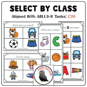 Wählen Sie nach Klasse / Kategorie Aufgabenkarten (ausgerichtet mit ABLLS-R C39)