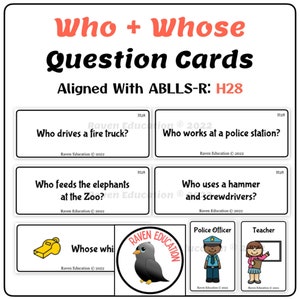 Cartes de questions QUI + QUI (ABLLS-R Aligné H28)