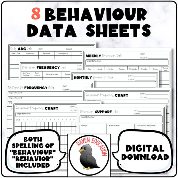 8 Behaviour Data Sheets (Behaviour Management)