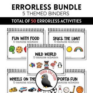 Fehlerloser Ordner BUNDLE (5 Interaktive Bücher | 50 Aktivitäten | Zuordnen | Befolgen von Anweisungen | Sonderpädagogik)