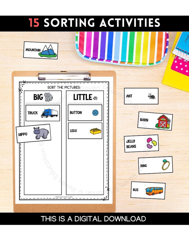 Opposites Sorting Activities: 15 File Folder Games (special Education ...