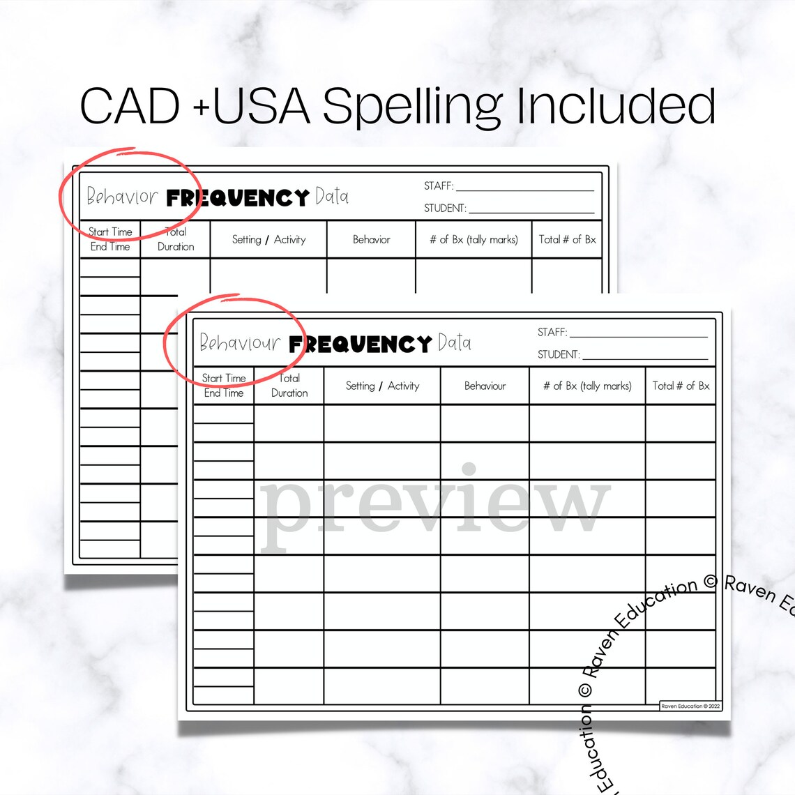8 Behaviour Data Sheets behaviour Management - Etsy Canada