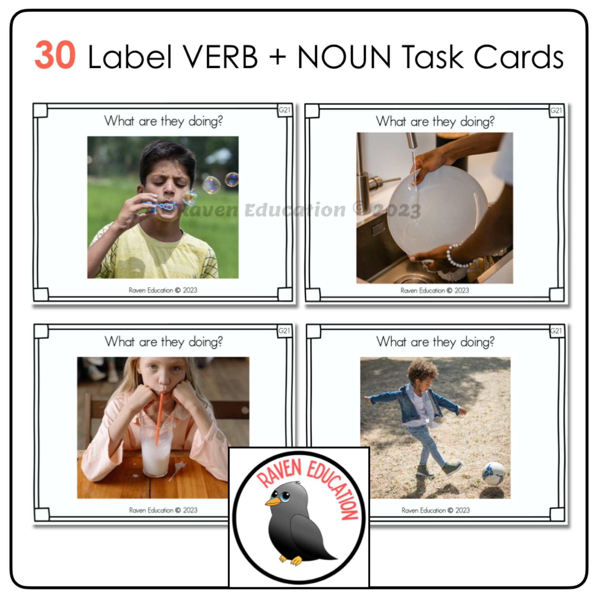 Labeling Verbs & Nouns Task Cards aligned With ABLLSR G21 Etsy UK