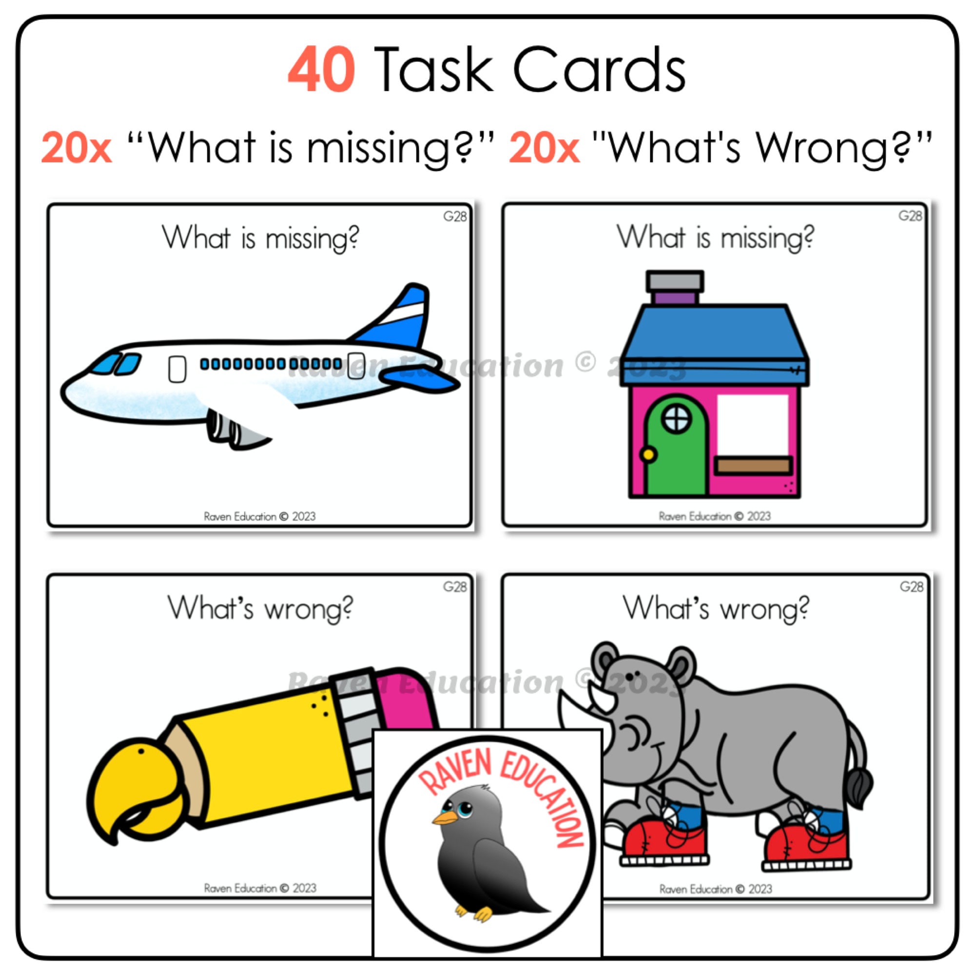 Label Missing or Incorrect Features Task Cards aligned With ABLLSR G28