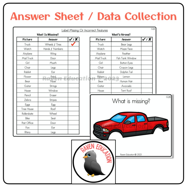 Label Missing or Incorrect Features Task Cards aligned With ABLLSR G28