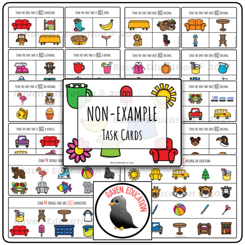 Non-example Task Cards (negation) - Etsy