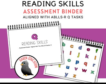 Reading Skills Assessment Binder Aligned With ABLLS-R Q Tasks