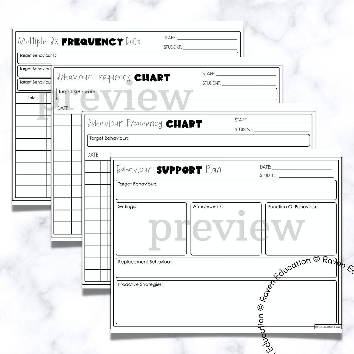8 Behaviour Data Sheets behaviour Management - Etsy Canada