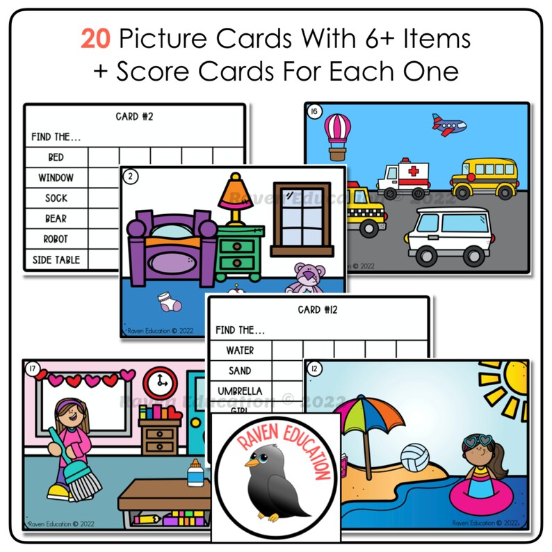 locate-objects-in-pictures-picture-cards-score-cards-aligned-with