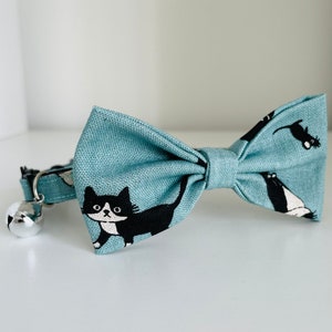 Black and White Cat Bow, Cat Collar, Kitten Collar, Breakaway Collar, Cat Breakaway Collar, Quick Release Collar, Cat Safety Collar, Bow Tie