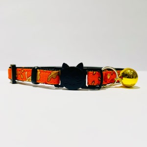 Herbstlich Eichel Pilz Druck Orange Katzenhalsband, Kätzchenhalsband, Katzenhalsband mit Schnellverschluss