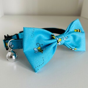 Bee Happy Cat Bow, Cat Collar, Kitten Collar, Breakaway Collar, Cat Breakaway Collar, Quick Release Collar, Cat Safety Collar, Bow Tie