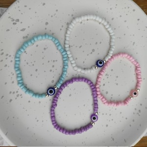 Evil Eye Seed Bead Bracelet
