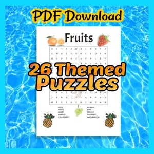26 Printable Word Search with solutions, Kids Puzzle Activities for ages 6 to 9, PDF Download