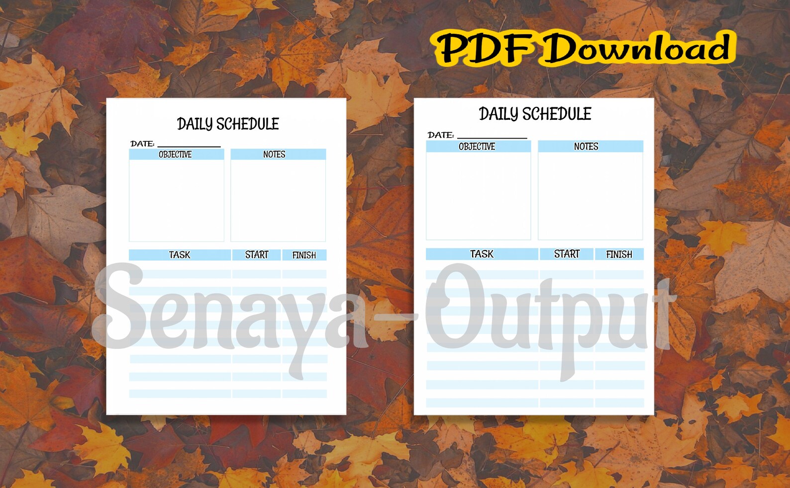 Printable daily schedule template blank daily task sheet print and
