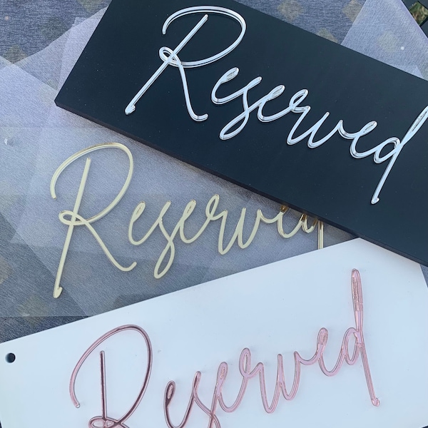 Wedding reserved sea/row hanging chair signs, reserved row sign, 3D wedding reserved signs, reserved seats, wedding ceremony sign, wood sign