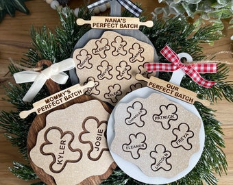 Gingerbread man family name ornament, Gingerbread men, Christmas cookies, custom Christmas decor, Grandparent gift, cookie cutter dough