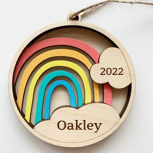 Personalized Kids Ornament, Baby's First Christmas Ornament, Rainbow Ornament, Christmas Ornament, Name Ornament, Rainbow Baby Ornament image 3