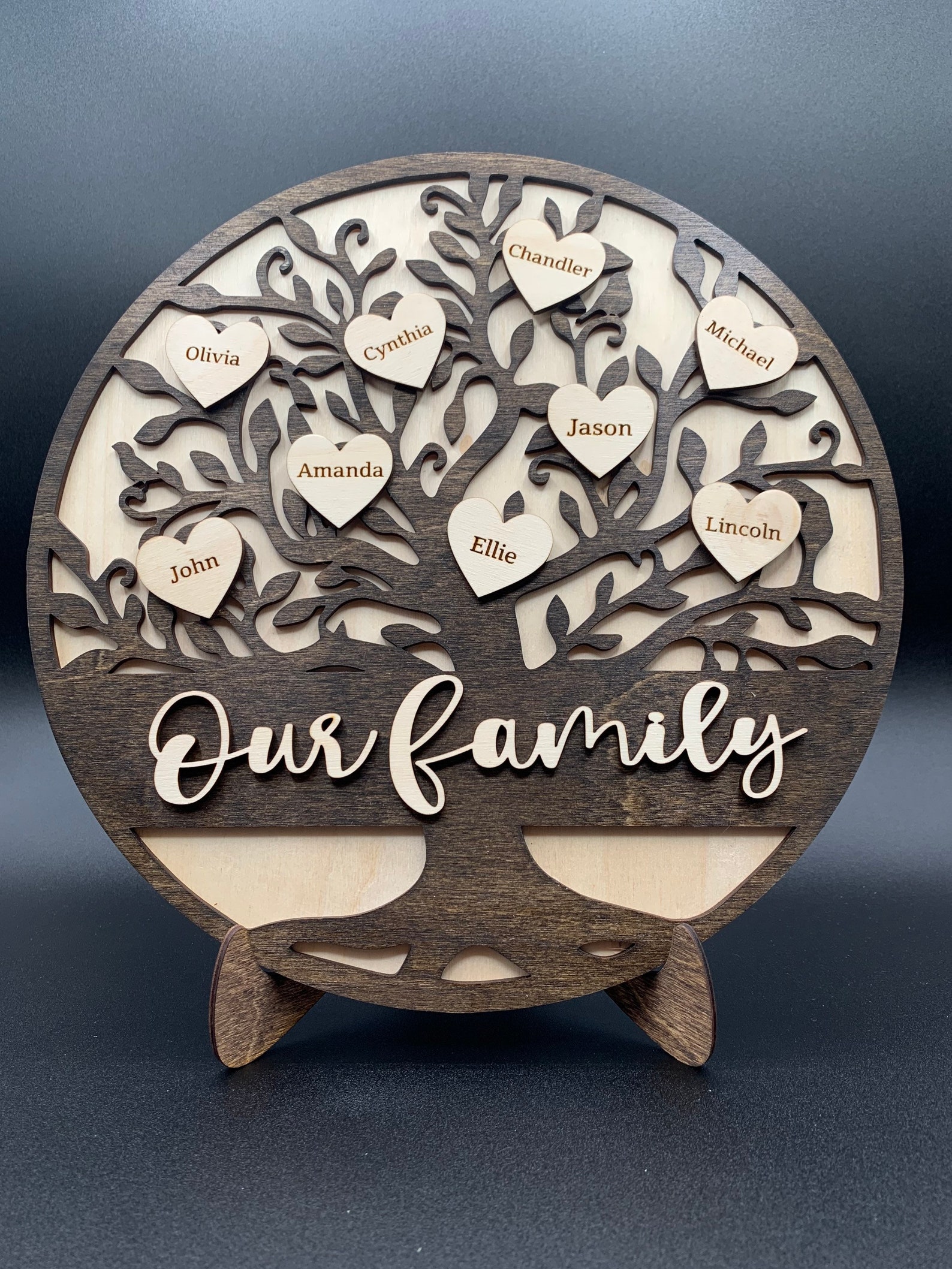 Personalized Family Tree Stand for Family or Grandparents, Custom Gift ...