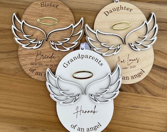 Personalized angel wing memorial ornament, Infant loss, In memory of gift, child loss, miscarriage, loss of parent, grandparent, Christmas