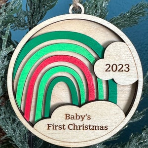 Personalized Kids Ornament, Baby's First Christmas Ornament, Rainbow Ornament, Christmas Ornament, Name Ornament, Rainbow Baby Ornament image 6