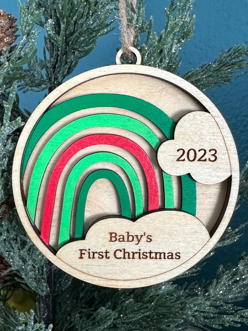 Personalized Kids Ornament, Baby's First Christmas Ornament, Rainbow Ornament, Christmas Ornament, Name Ornament, Rainbow Baby Ornament image 6