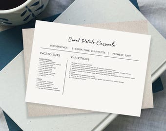 Recipe card editable digital download simple recipe card template family recipe organizer printable recipe cards for home chefs