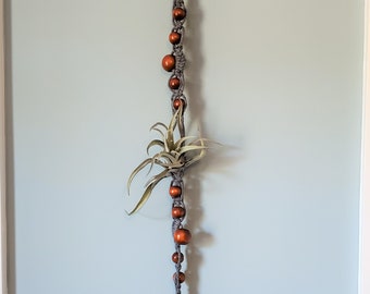 Gray Air Plant Hanger with Wooden Beads
