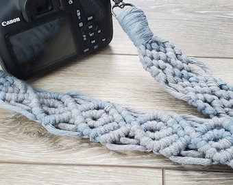 Handmade Macrame Camera Strap, Recycled Cotton Crossbody Strap