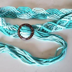 Custom Handmade Macrame Belt with Coconut Buckle & Recycled Cotton Cord - Multi-Colored!