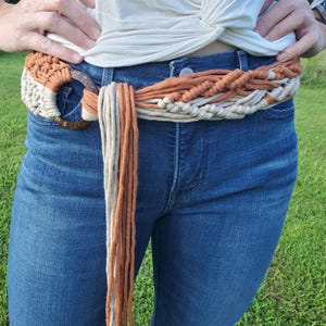 Wide Macrame Belt with Coconut Ring - Multiple Color Options & Recycled Cotton!