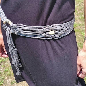 Handmade Macrame Belt with Wooden Beads
