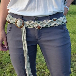 Handmade Macrame Belt with Coconut Buckle & Wooden Beads - Multi-Colored!