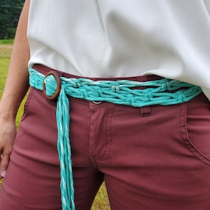 Boho Macrame Belt - 2&quot; Wooden Belt Ring & SOFT Zero-Waste Cotton!